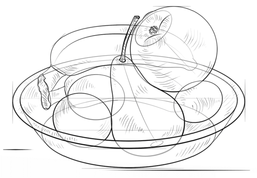 Dibujar una cesta de frutas