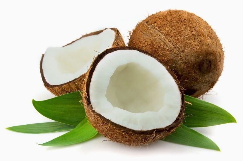 coco abierto por la mitad para consumir