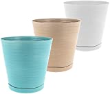 com-four® 3X Tiestos para Plantas en Colores Coloridos - Maceta para Flores y Hierbas - Maceta para jardín, balcón y apartamento (Maceta de Planta - Turquesa/marrón/Blanco)