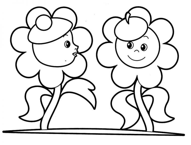 Dibujo de flores de estilo infantil con petalos redondeados iguales
