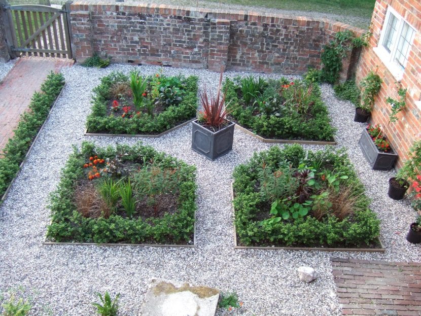 Parterres en un jardín privado