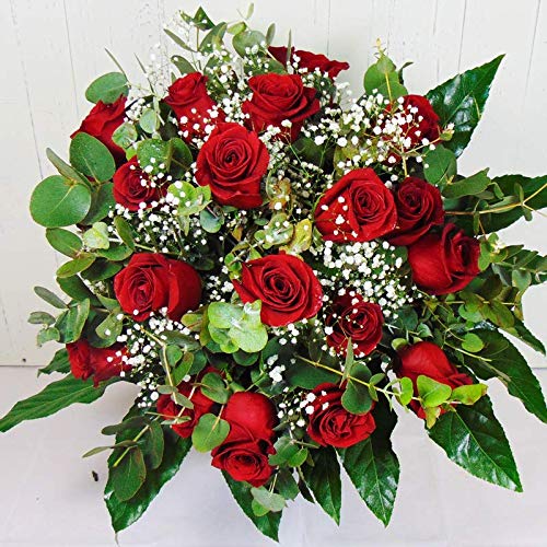Ramo de 18 Rosas Rojas Naturales - Entrega EN 24 Horas -Flores Frescas - DEDICATORIA incluida