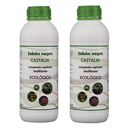 Castalia Jabón Negro Ecológico - Pack 2 de litros Total - Fertilizante e Insecticida de Alta Eficacia contra Mosca Blanca, Araña Roja, Trips, Cochinilla y Pulgón - Jabón Potásico