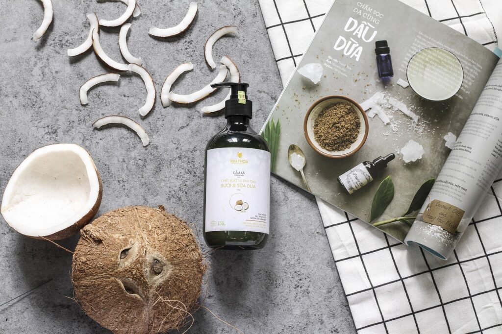 Cabello tratado con aceite de coco