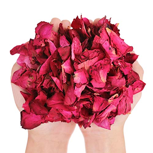 LEBQ 100 Gramos de Pétalos de Rosa Secos Pétalos de Flor Real para Baño Pies Boda Confeti Accesorios de Manualidades, 1 Bolsa