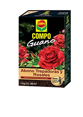 COMPO 1 kg Abono para trepadoras y rosales con guano natural, Favorece el aroma y la floración, Para 20 m², Negro, 2 kg