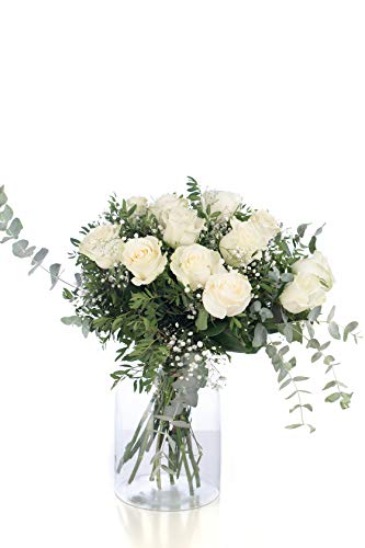 Ramo 12 Rosas Blancas | ENTREGA GRATIS 24 HORAS | Flores Naturales a Domicilio Blossom® | Ramo de Rosas Naturales a Domicilio Frescas y Recién Cortadas