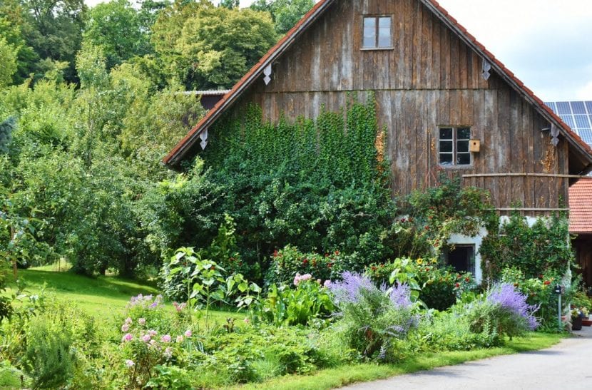 Vieja casa con jardín rústico