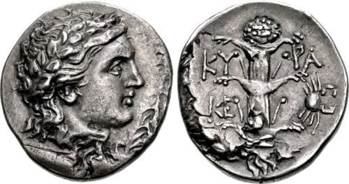 Monedas antiguas de Cirene con la representación del silfio