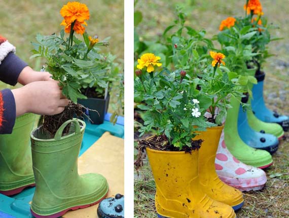 Plantar en botas de agua