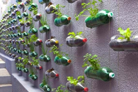 macetas en botellas de plastico