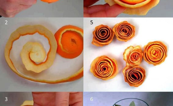 rosas hechas con piel de naranja