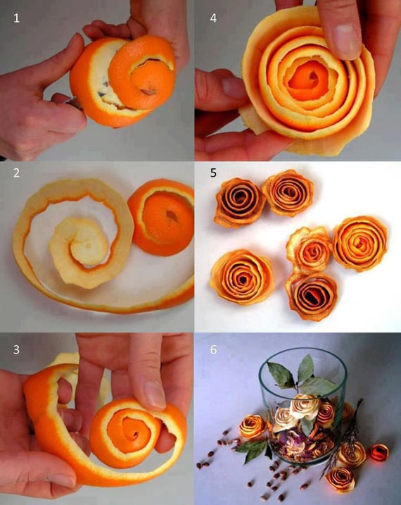 cómo hacer rosas con piel de naranja